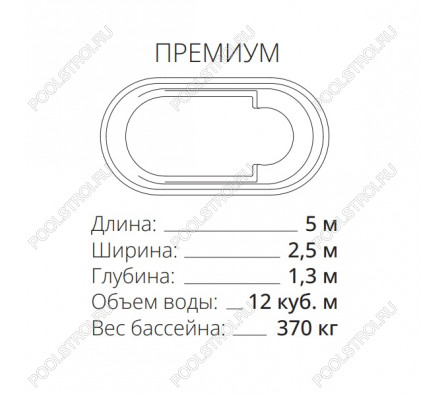 Композитный бассейн Премиум ECOLINE (5.03х2.5х1.3м)
