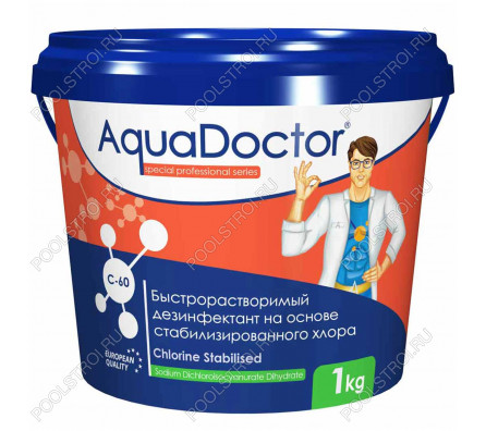 Дезинфектант на основе хлора быстрого действия AquaDoctor C-60 1 кг